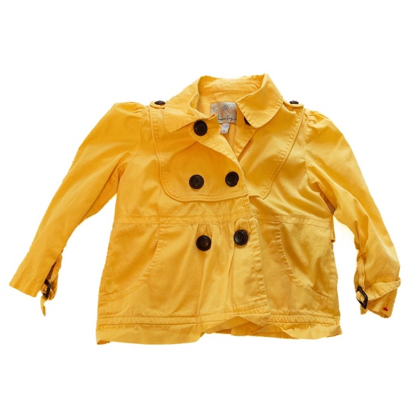 y2k button up jacket yellow w/ brown buttons american rag cie size medium - Picture 1 of 4